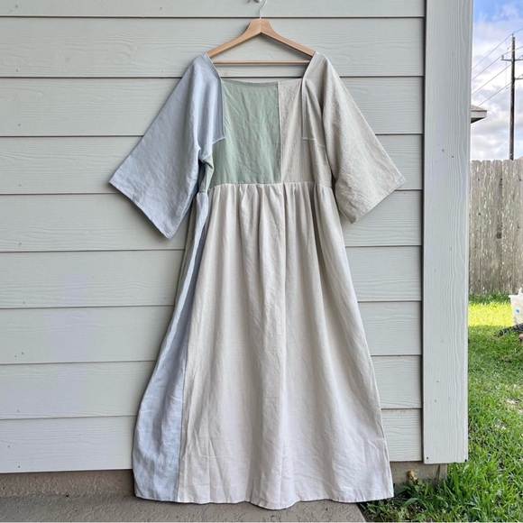 100% Linen | Handmade Quilted Linen Dress | SKU 04171 - Picture 5 of 10